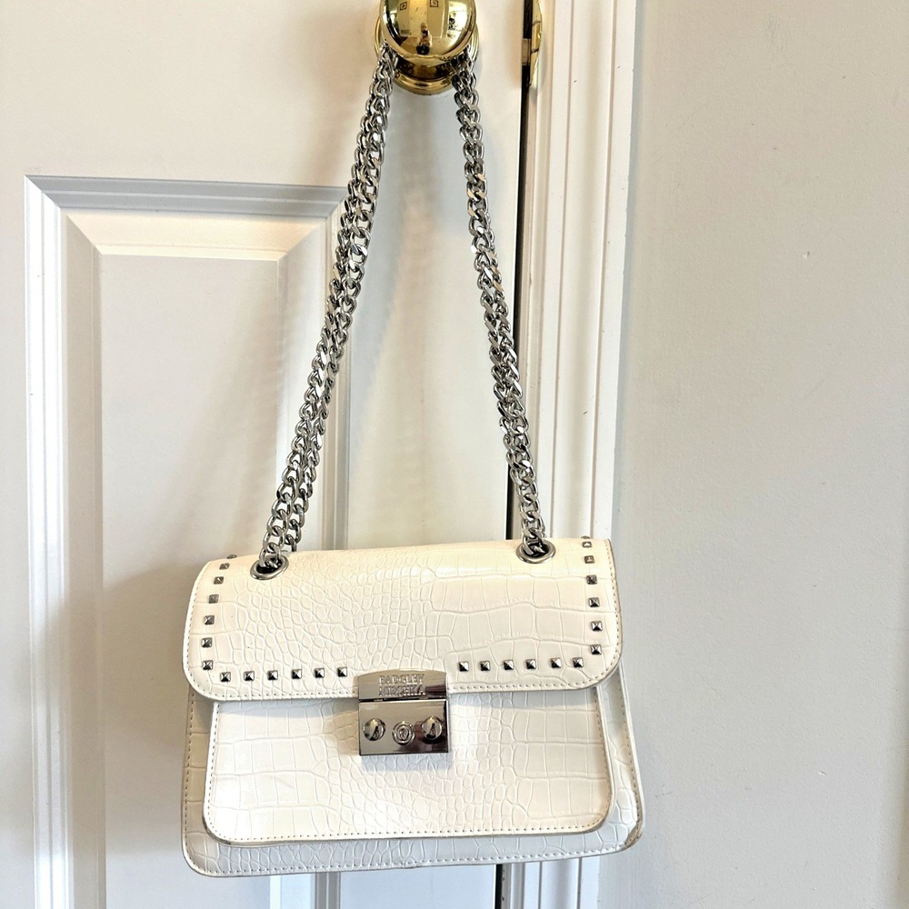 Badgley Mischa Croc and Studs  Purse - White
